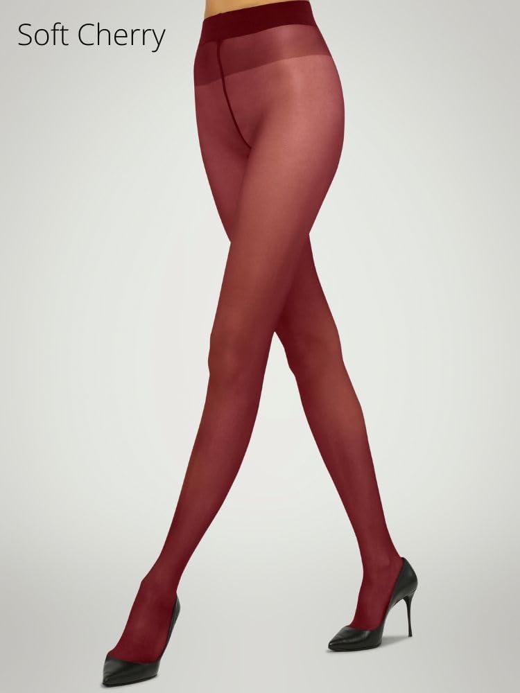 image:imageWolford Satin Touch 20 Denier Tights For Women Soft Satin Feel Sheer Hosiery ExtraWide Waistband Perfect for Any OccasionSoft Cherry