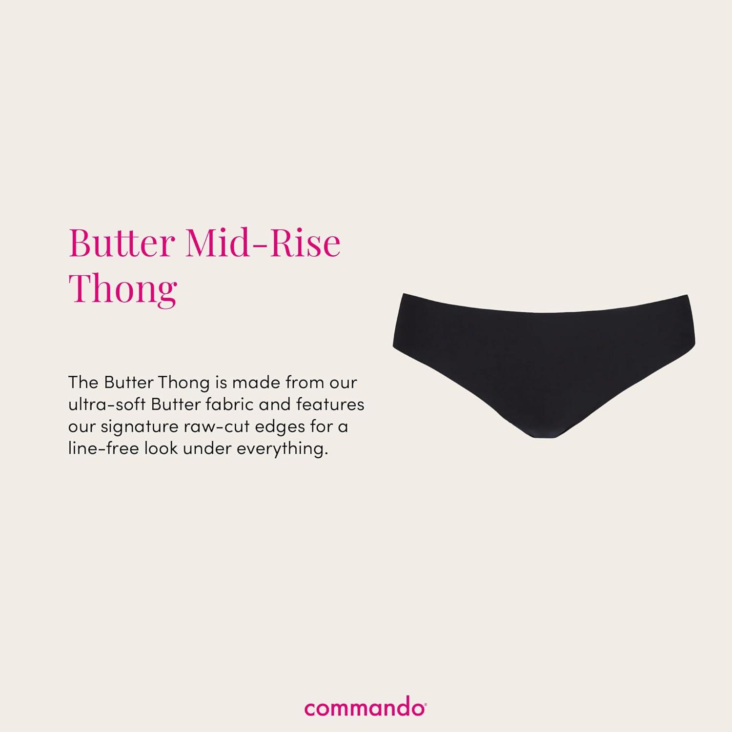 image:imagecommando Butter MidRise Thong Silky Soft No Show Thong Comfortable RawCut Edges Machine WashableBlack