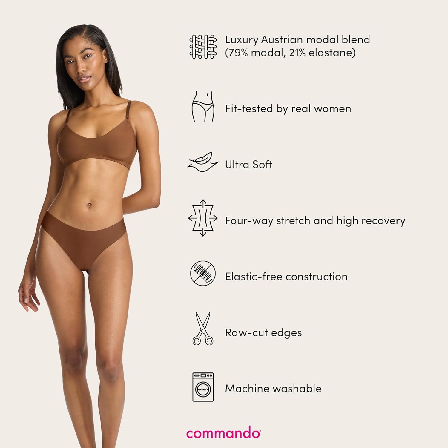 image:imagecommando Butter MidRise Thong Silky Soft No Show Thong Comfortable RawCut Edges Machine WashableCinnamon