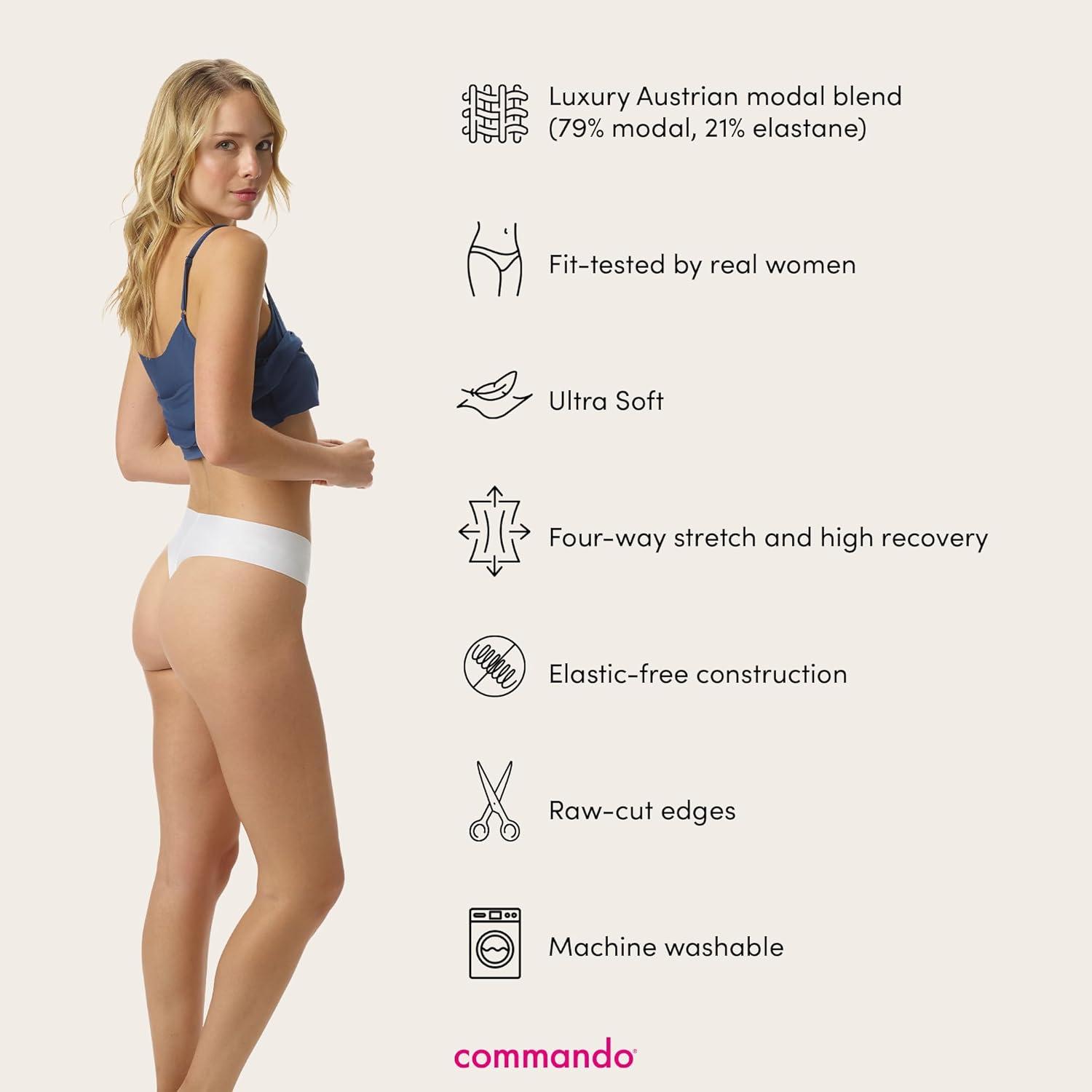 image:imagecommando Butter MidRise Thong Silky Soft No Show Thong Comfortable RawCut Edges Machine WashableWhite