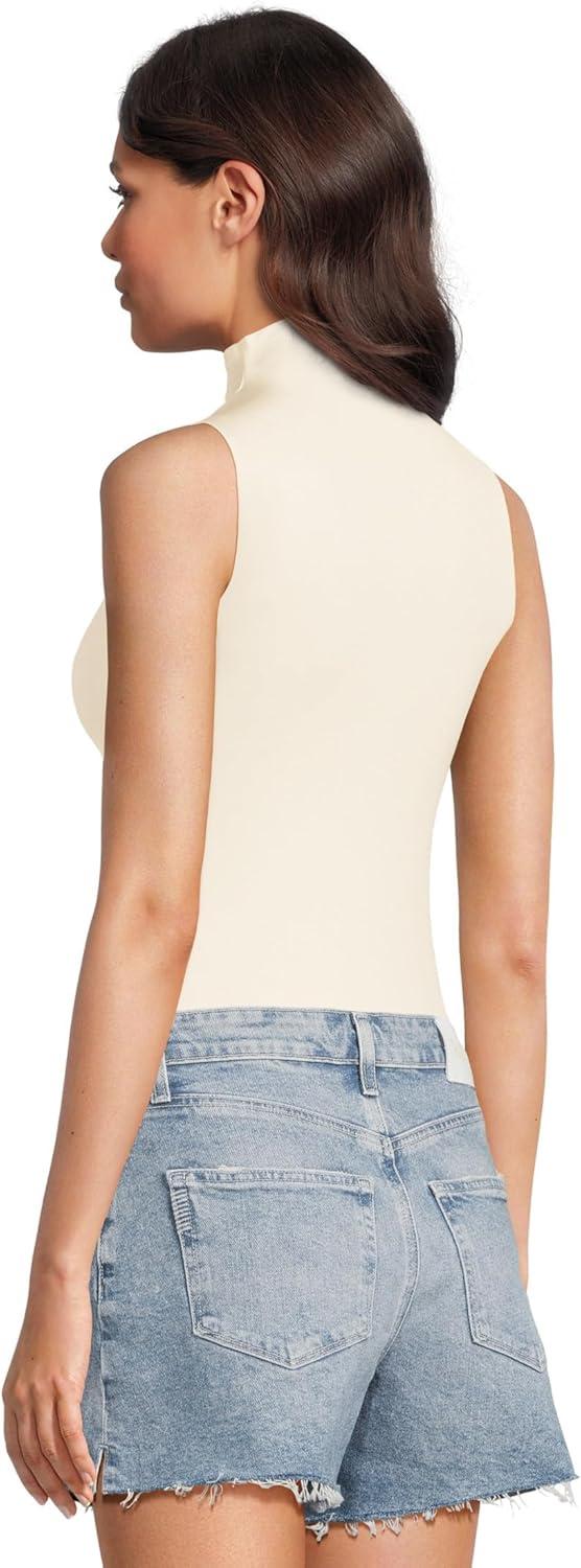 image:imagecommando womens Prima Ballet Sleeveless Mockneck BodysuitIvory