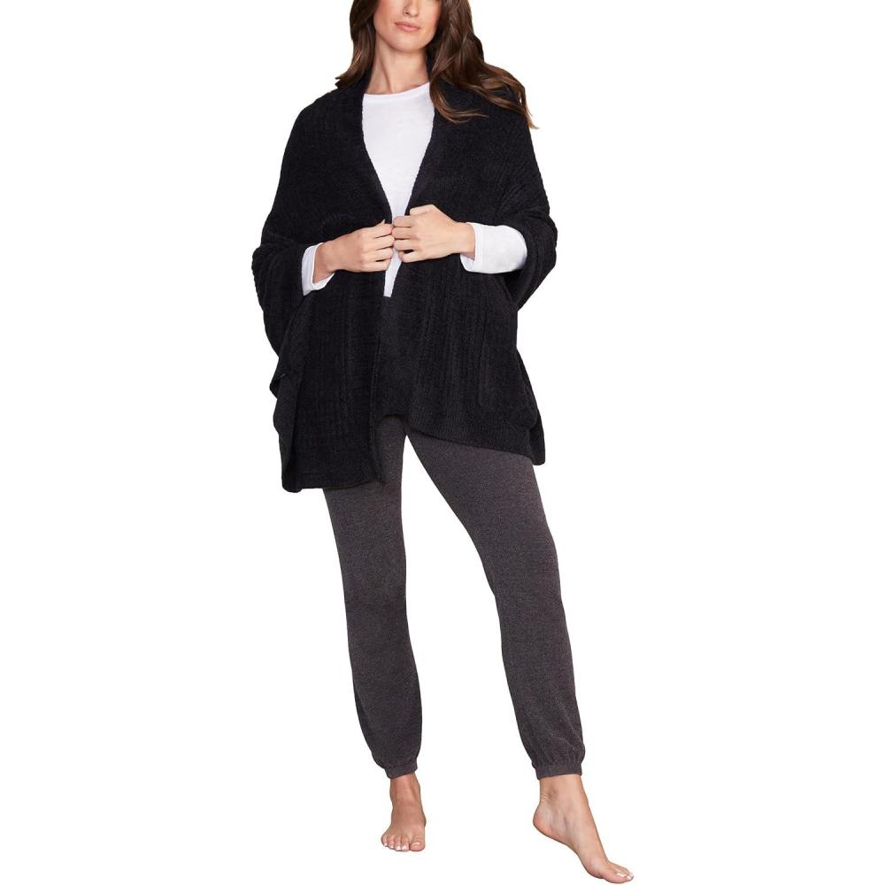image:imageBarefoot Dreams CozyChic Lite Heathered Travel ShawlBlack