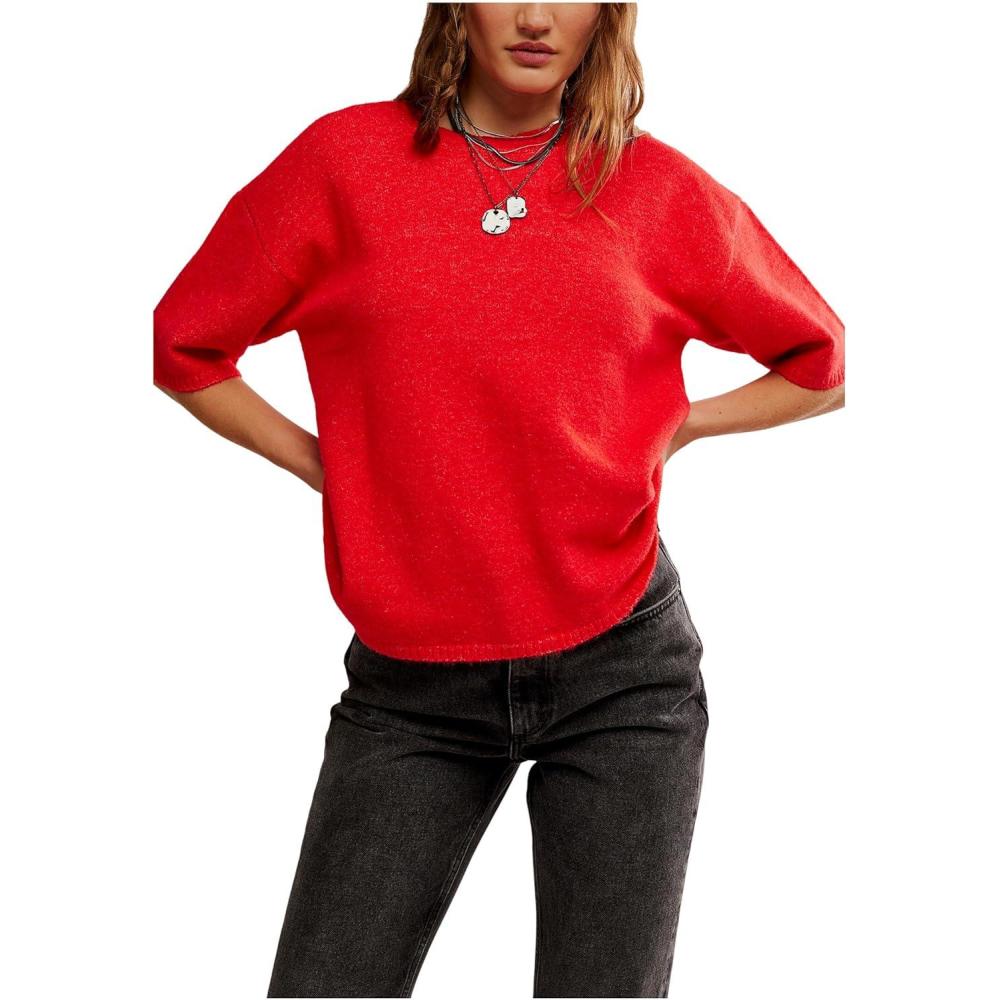 image:imageFree People Margot Sweater Tee Cherry Pop Melange MD Womens 810