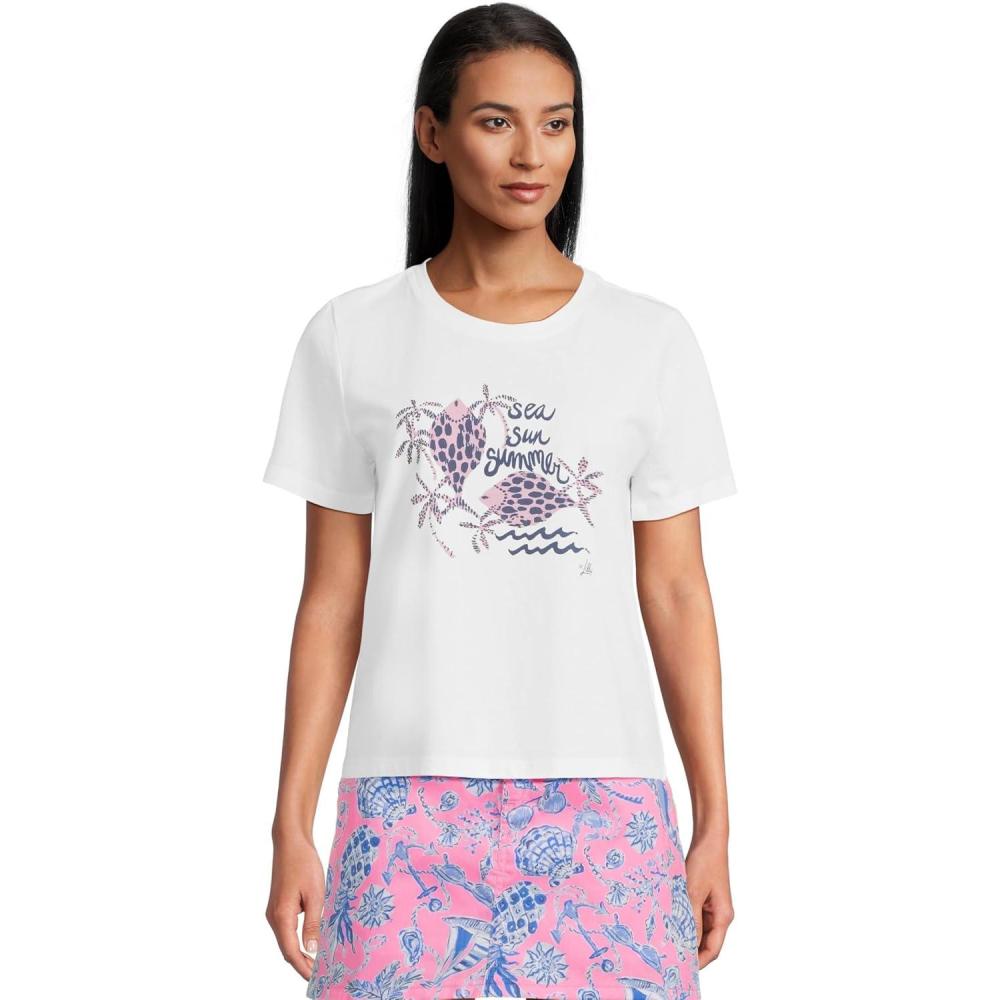 image:imageLilly Pulitzer Womens Barreto Knit TopMulti Sun Sea Motifs Graphic