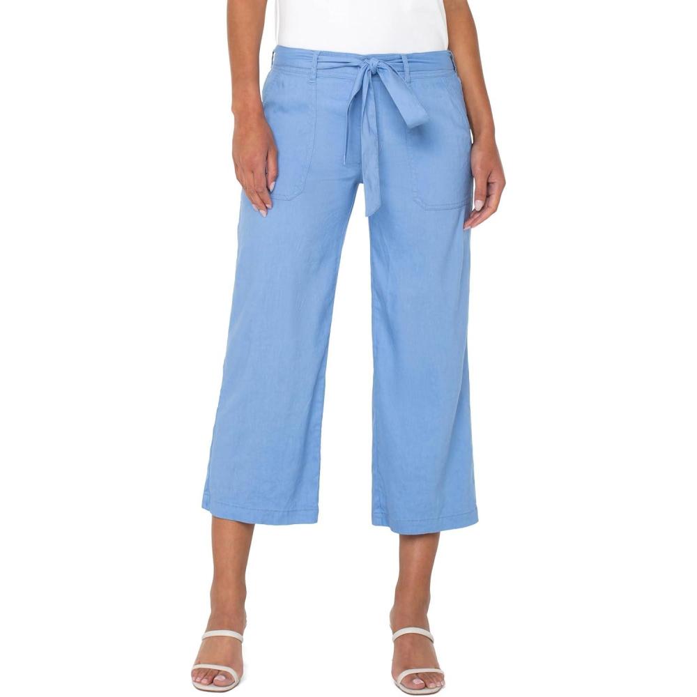 image:imageLiverpool Los Angeles Womens Belted Wide Leg CropChambray Blue