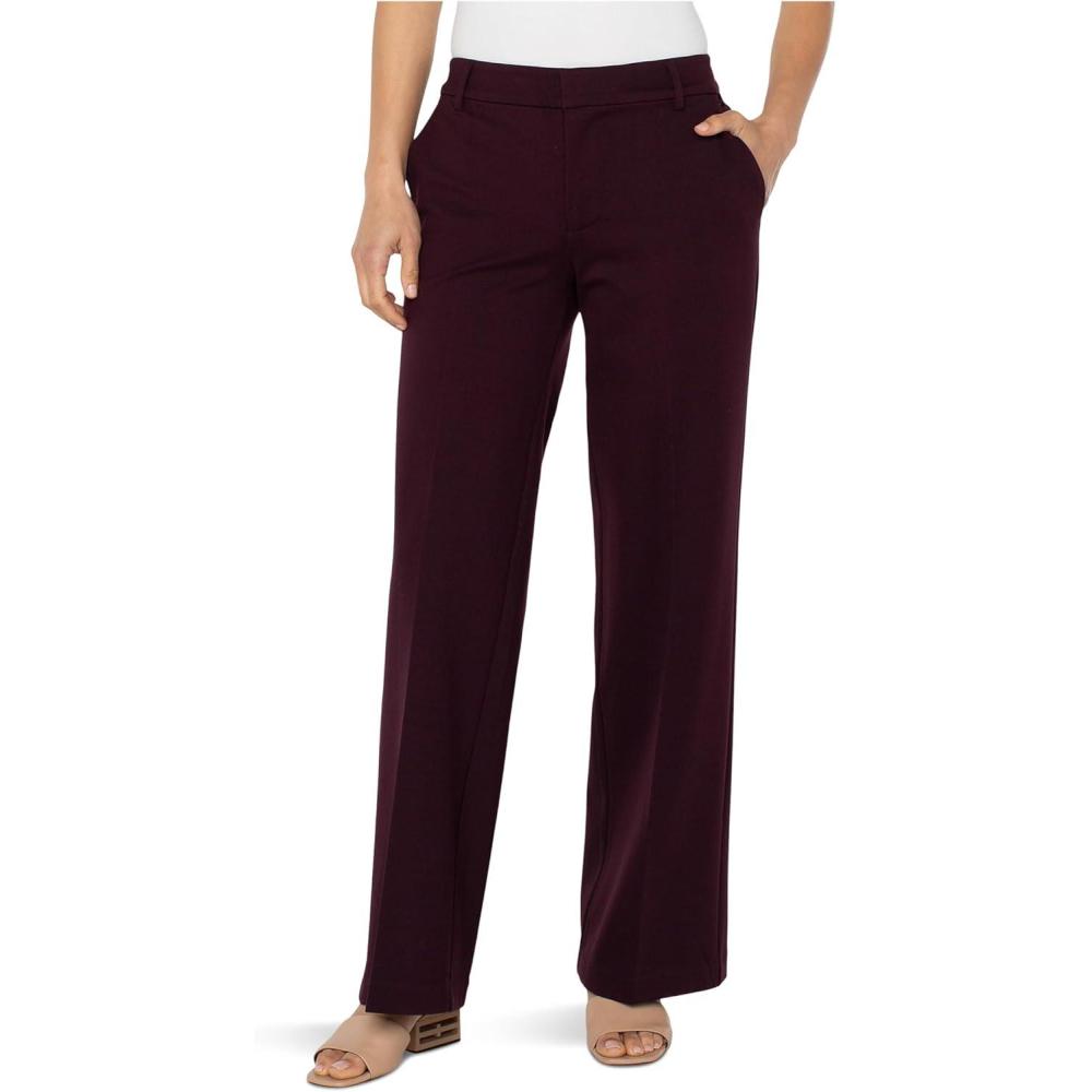 image:imageLiverpool Womens Kelsey MidRise Super Stretch Ponte Wide Leg TrousersDark Plum