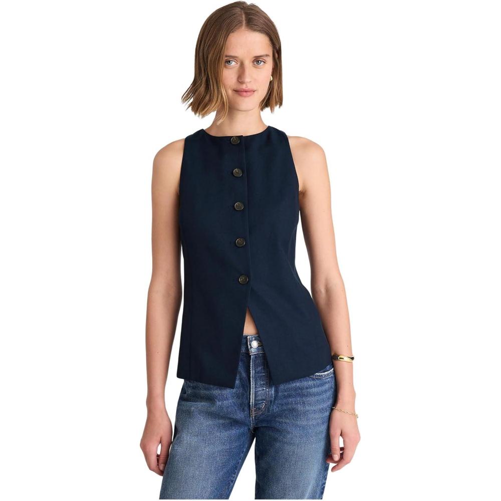 image:imageMadewell Womens Crewneck Cutaway Vest  Tencel TwillMidnight Navy