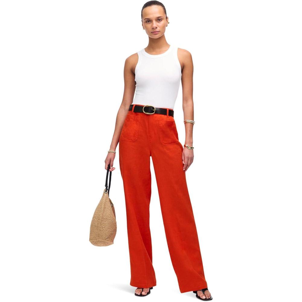 image:imageMadewell Womens Patch Pocket Flare 100 LinenBright Flame