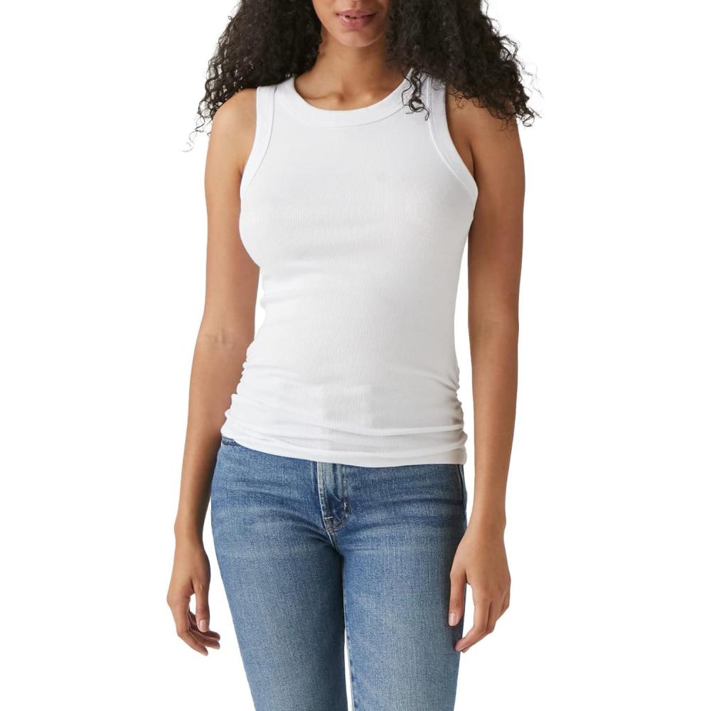 image:imageMichael Stars Womens Halley Tank Top  Closet Basic Ruched SidesWhite