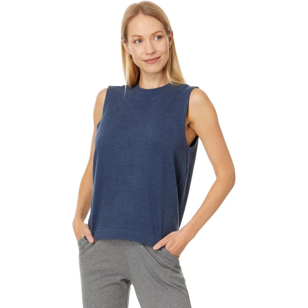 image:imagePact Womens Airplane Mock Neck ShellFrench Navy Heather