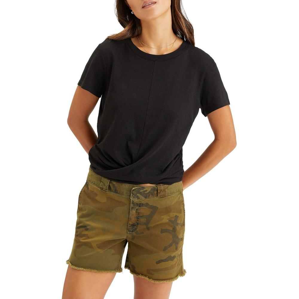 image:imageSanctuary Highstreet Tee for Women CottonRayon Blend Construction Crew Neckline Vertical SeamBlack