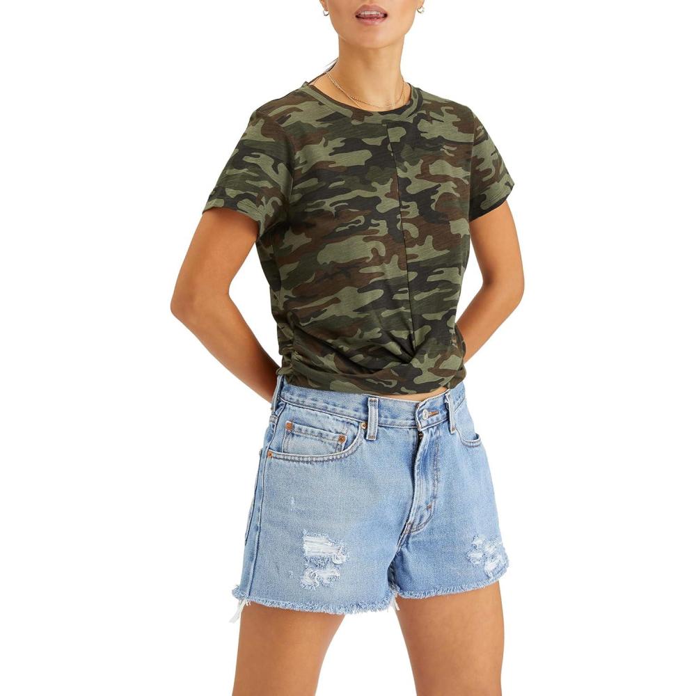 image:imageSanctuary Highstreet Tee for Women CottonRayon Blend Construction Crew Neckline Vertical SeamOrganic Camo
