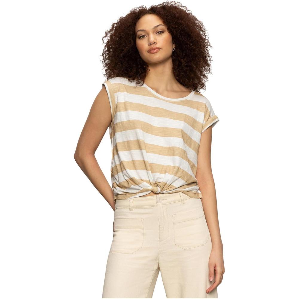 image:imageSanctuary Womens Knotted Muscle TeeWhiteSandstone Stripe