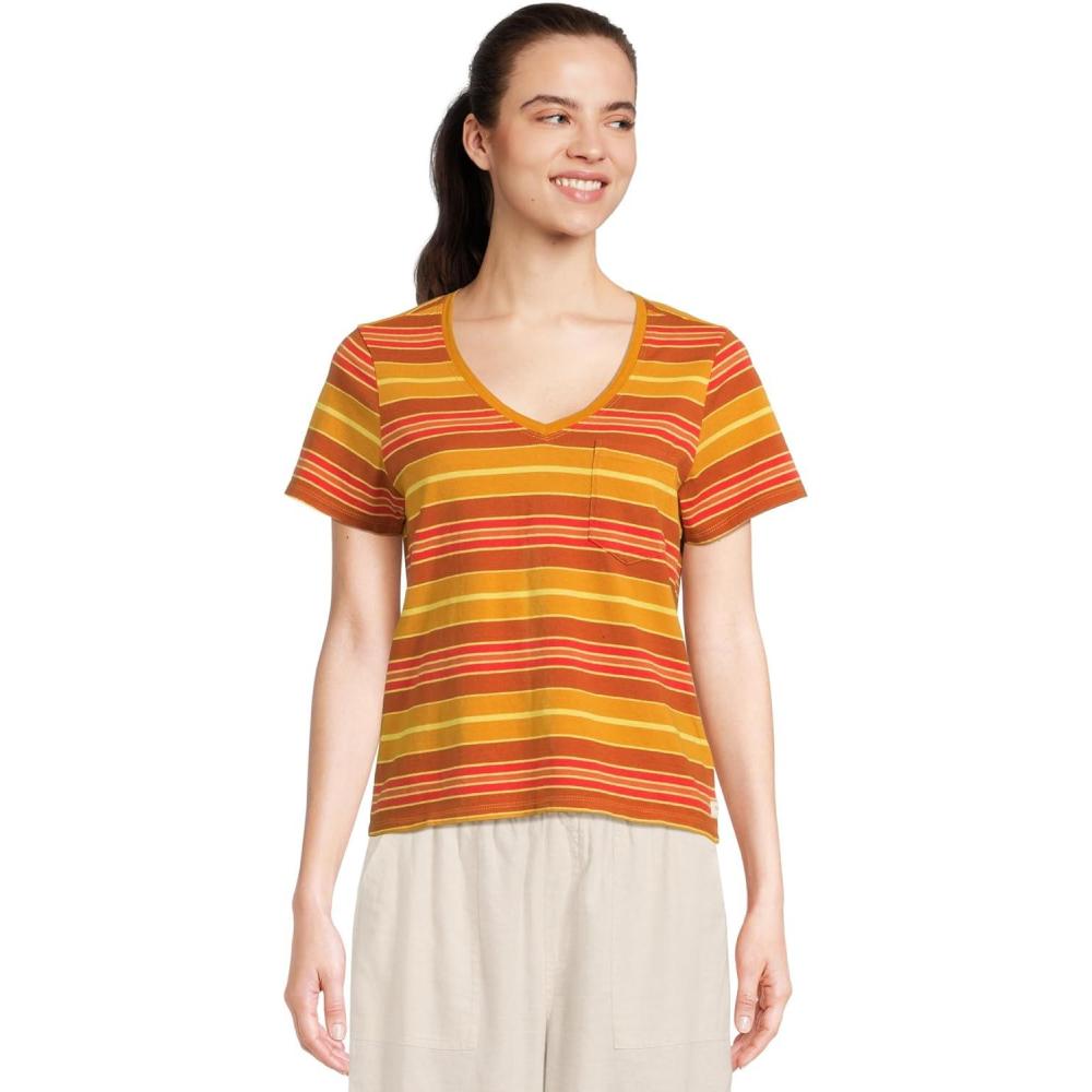 image:imageToadampCo Womens Grom V Neck Short Sleeve ShirtSunset Stripe