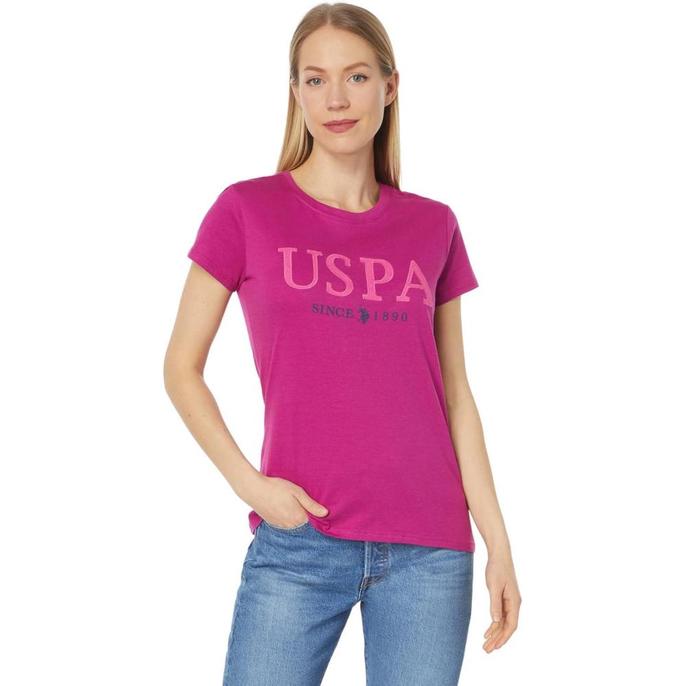 image:imageUS Polo Assn Stitch Crew Neck Graphic Tee Shirt Hillsdale Fuchsia XL