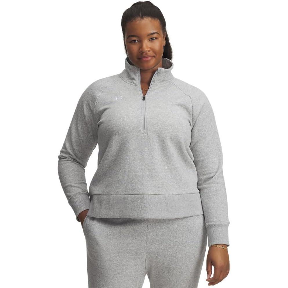 image:imageUnder Armour womens Rival Fleece Half Zip011 Mod Gray Light Heather White