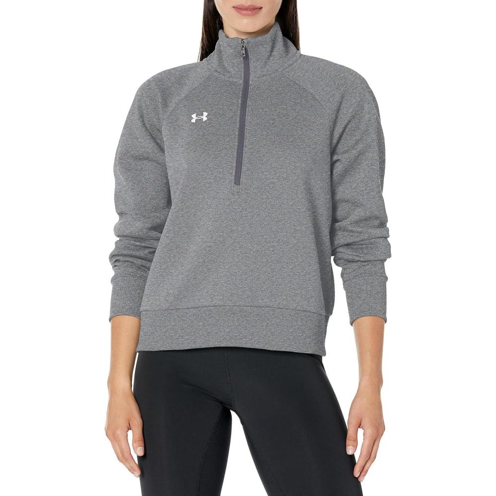 image:imageUnder Armour womens Rival Fleece Half Zip025 Castlerock Light Heather   White