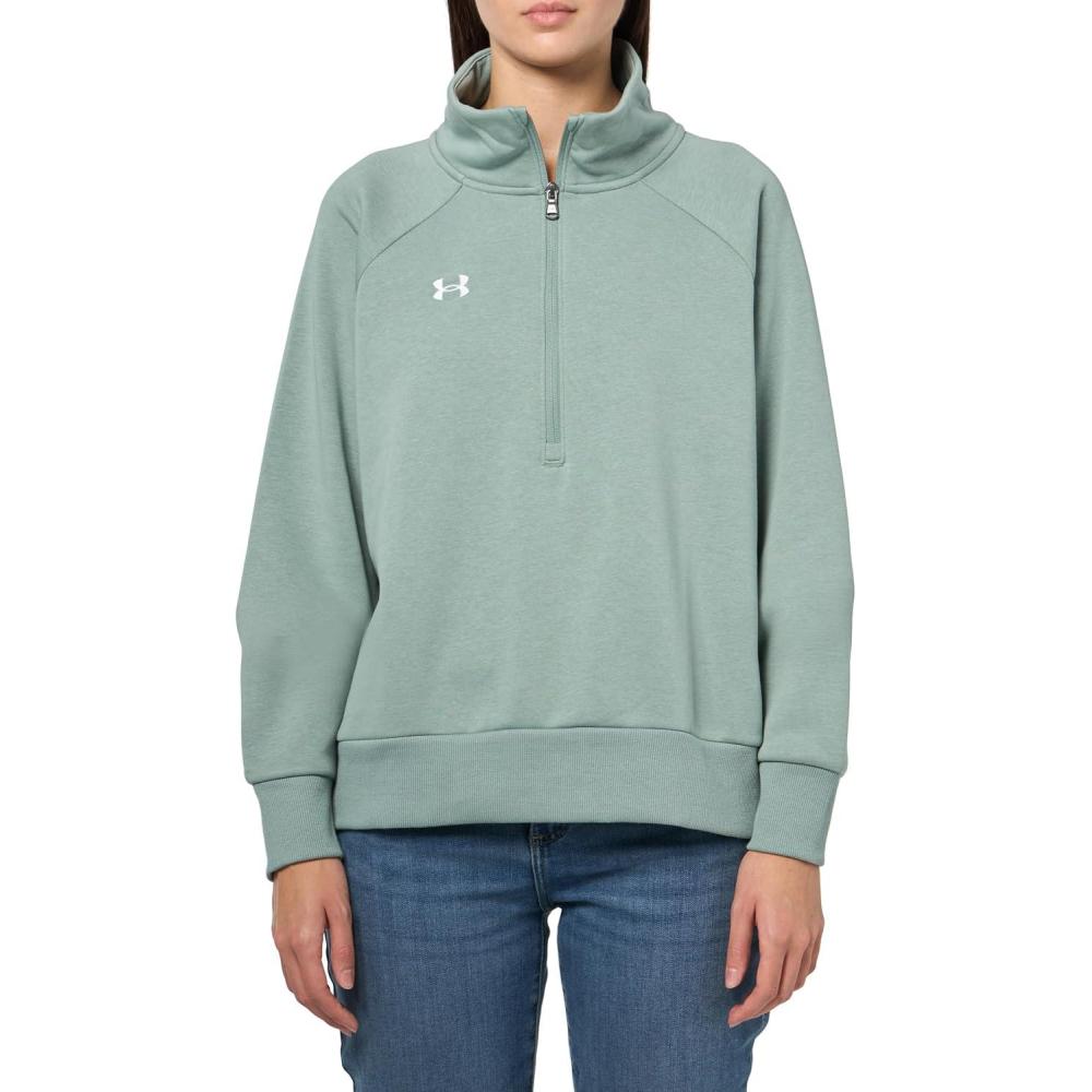 image:imageUnder Armour womens Rival Fleece Half Zip348 Silica Green   White