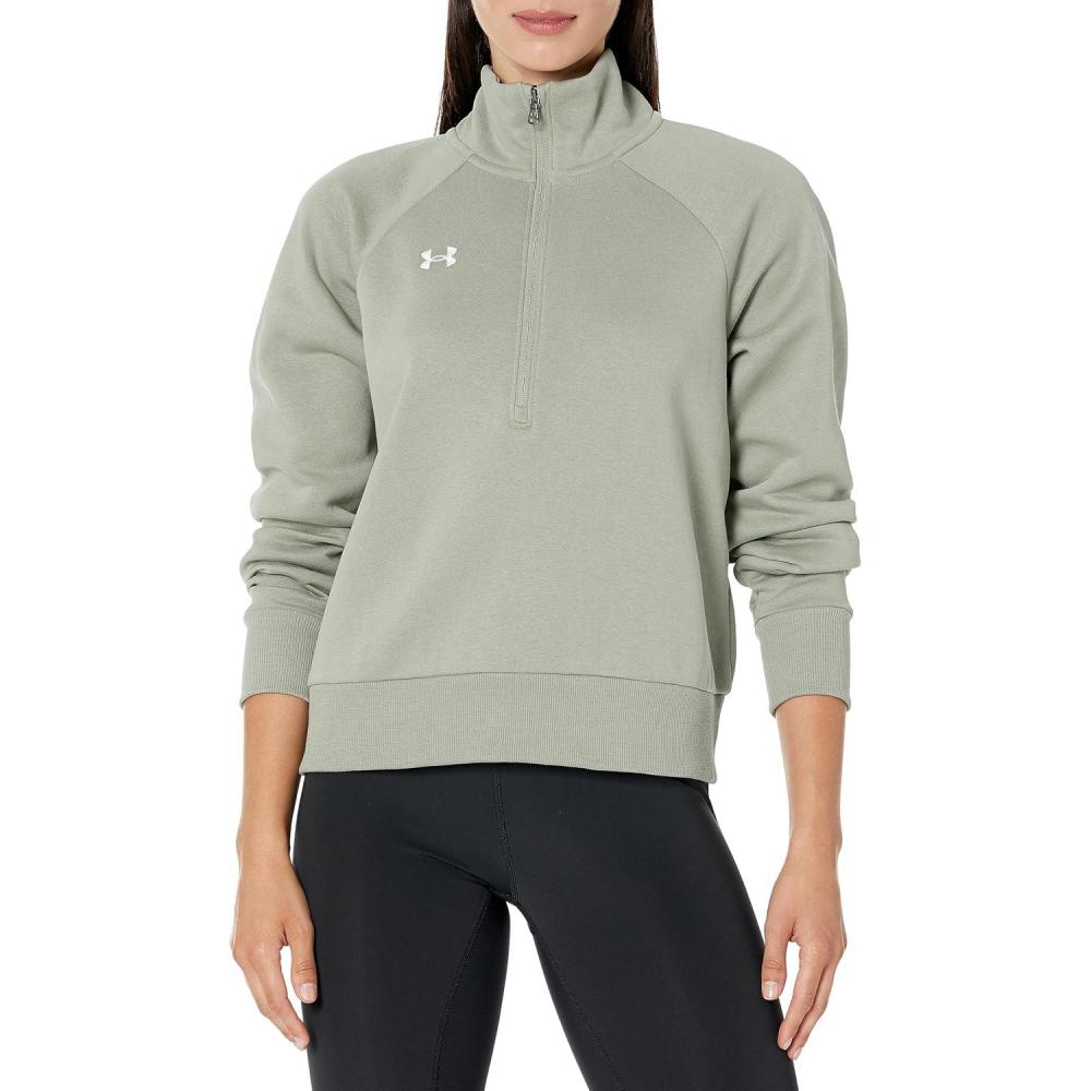 image:imageUnder Armour womens Rival Fleece Half Zip504 Grove Green   White