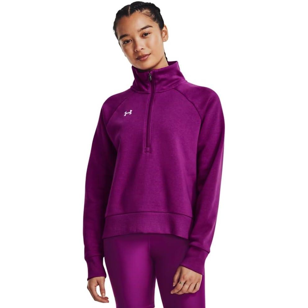 image:imageUnder Armour womens Rival Fleece Half Zip573 Mystic Magenta   White