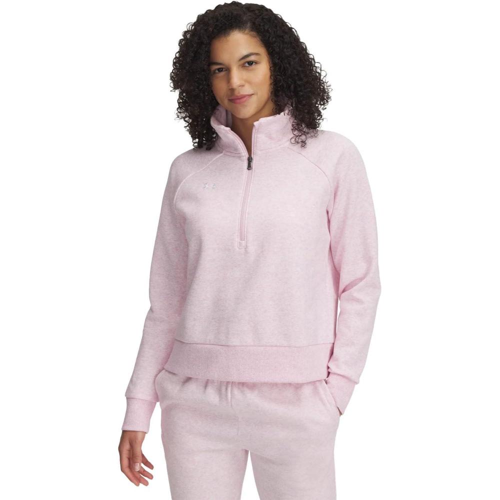 image:imageUnder Armour womens Rival Fleece Half Zip647 Prime Pink   White
