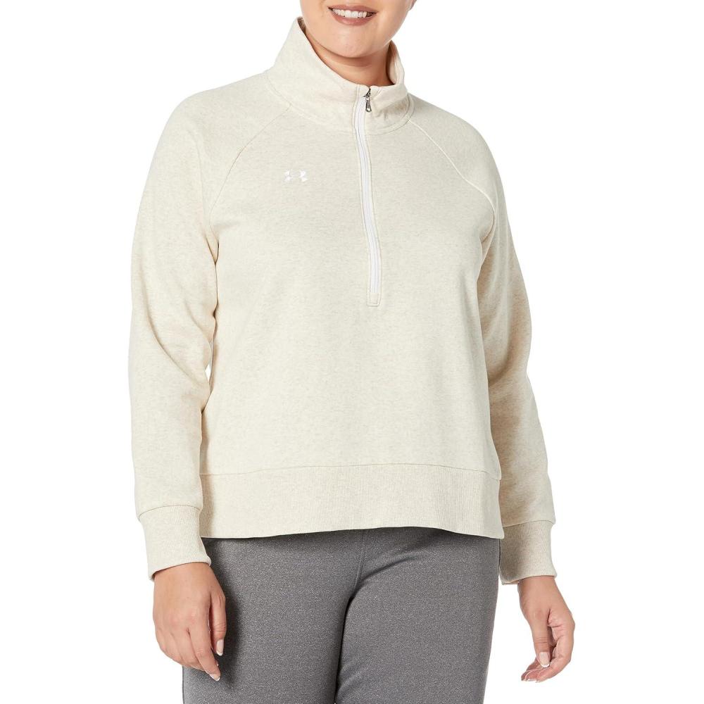 image:imageUnder Armour womens Rival Fleece Half Zip783 Oatmeal Light Heather   White