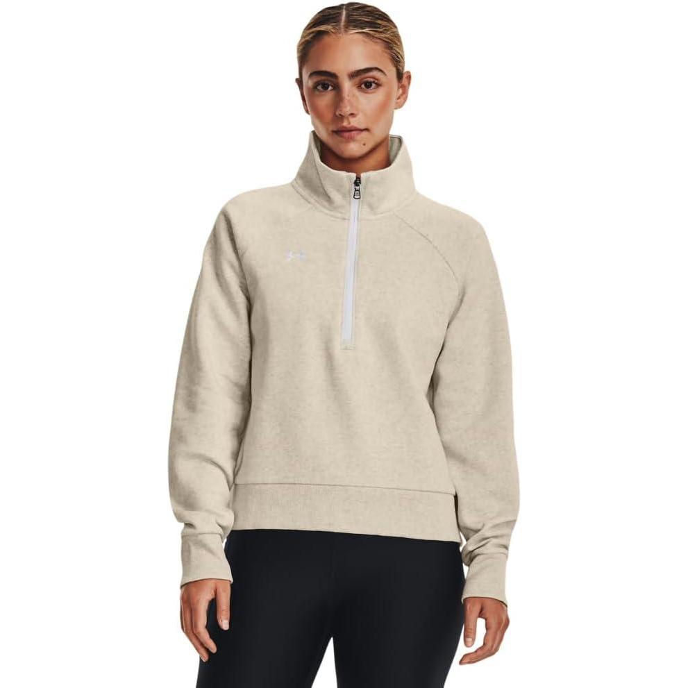 image:imageUnder Armour womens Rival Fleece Half Zip784 Oatmeal Light Heather   White
