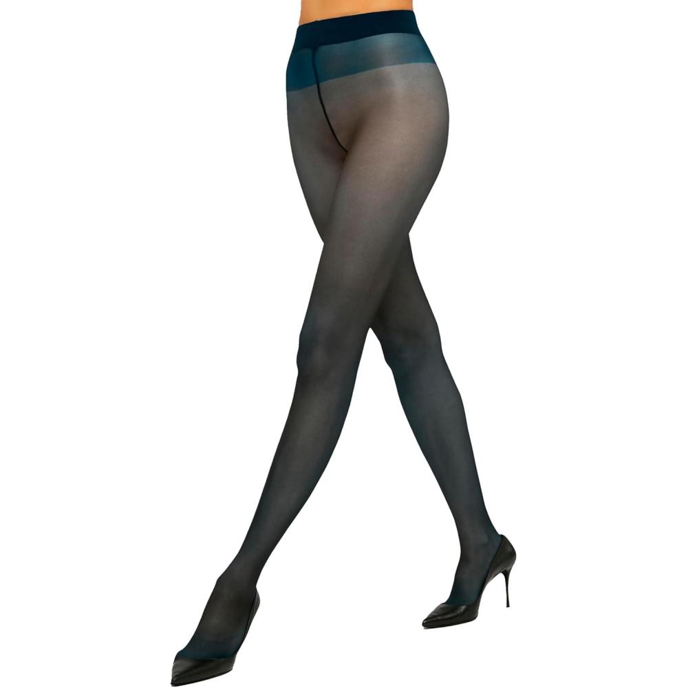 image:imageWolford Satin Touch 20 Denier Tights For Women Soft Satin Feel Sheer Hosiery ExtraWide Waistband Perfect for Any OccasionDeep Water