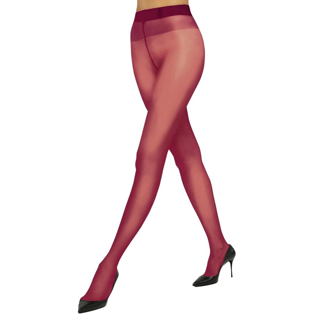 image:imageWolford Satin Touch 20 Denier Tights For Women Soft Satin Feel Sheer Hosiery ExtraWide Waistband Perfect for Any OccasionRuby