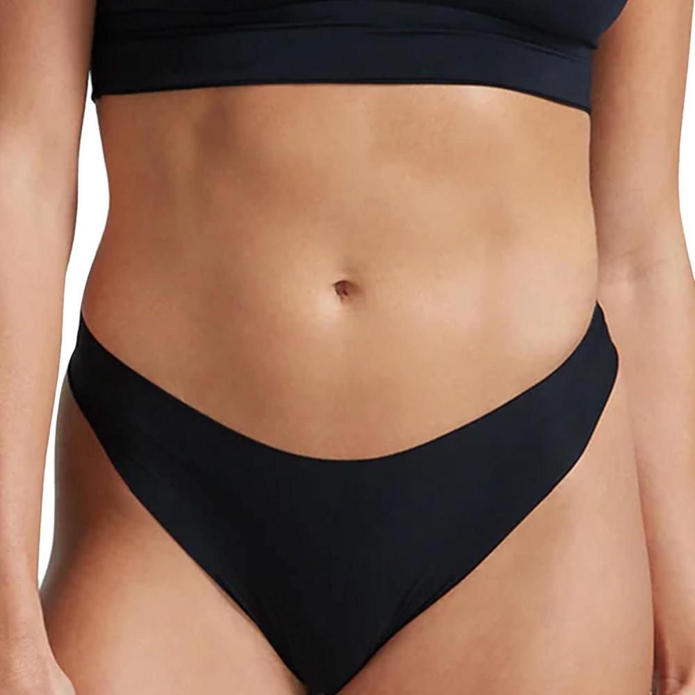 image:imagecommando Butter MidRise Thong Silky Soft No Show Thong Comfortable RawCut Edges Machine WashableBlack