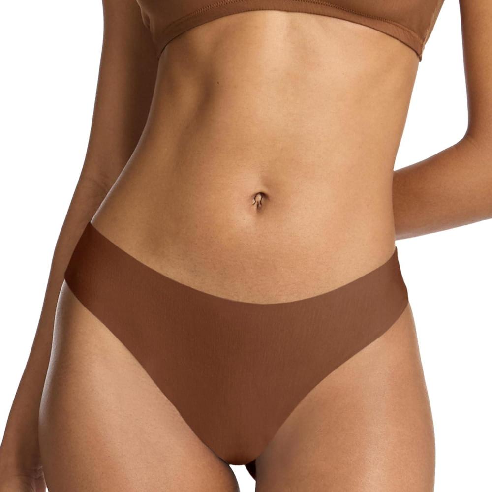 image:imagecommando Butter MidRise Thong Silky Soft No Show Thong Comfortable RawCut Edges Machine WashableCinnamon