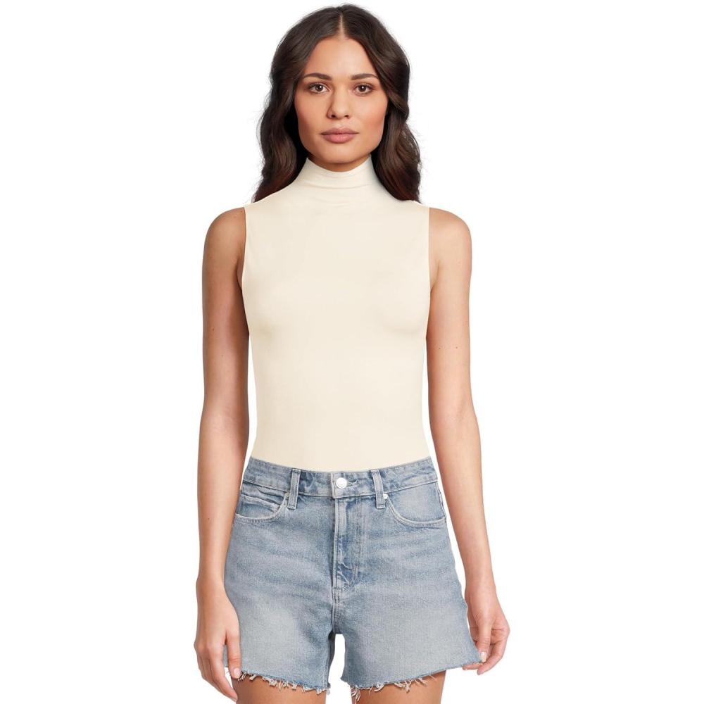 image:imagecommando womens Prima Ballet Sleeveless Mockneck BodysuitIvory