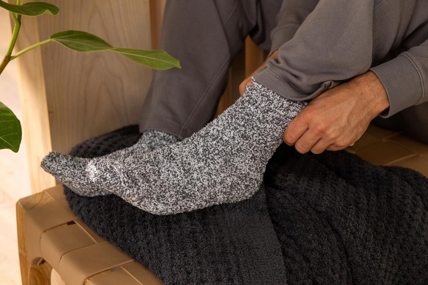 image:imageBarefoot Dreams Womens Cozychic Heathered SocksCharcoalwhite