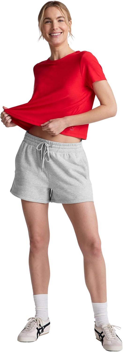 image:imageBeyond Yoga Womens Featherweight Supreme Cropped TeeCandy Apple Red Heather