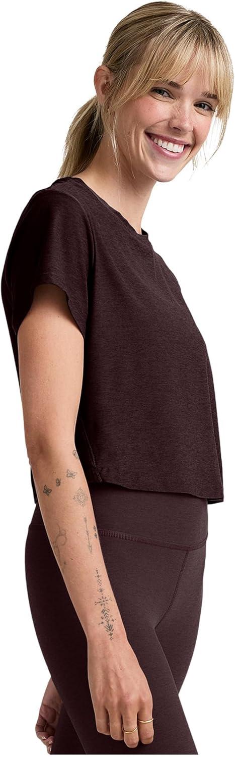 image:imageBeyond Yoga Womens Featherweight Supreme Cropped TeeDark Chocolate Heather
