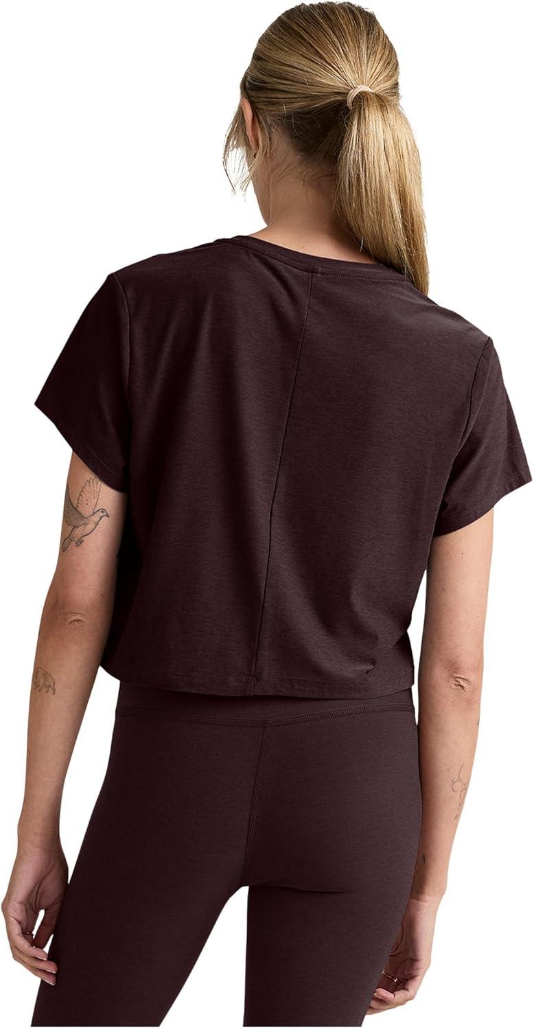image:imageBeyond Yoga Womens Featherweight Supreme Cropped TeeDark Chocolate Heather