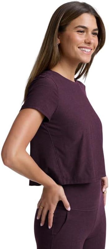 image:imageBeyond Yoga Womens Featherweight Supreme Cropped TeeEggplant Purple Heather