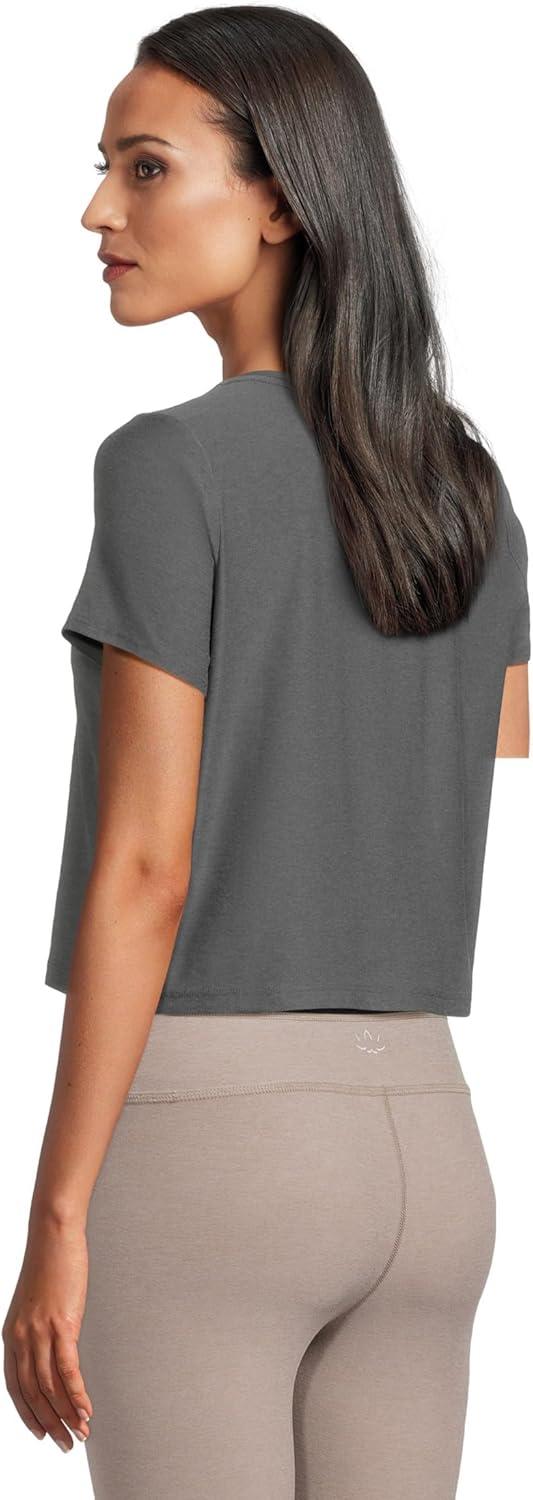 image:imageBeyond Yoga Womens Featherweight Supreme Cropped TeeTrue Gray Heather