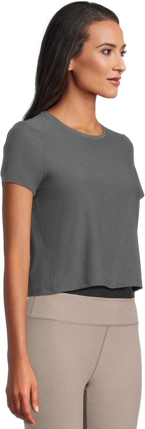image:imageBeyond Yoga Womens Featherweight Supreme Cropped TeeTrue Gray Heather