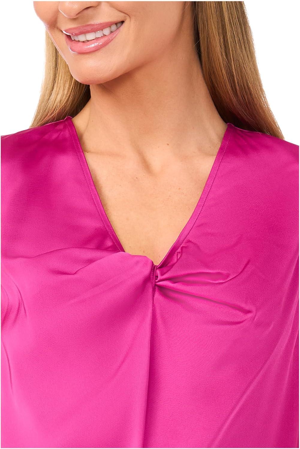 image:imageCeCe Womens VNeck Twist Sleeveless TopDeep Orchid