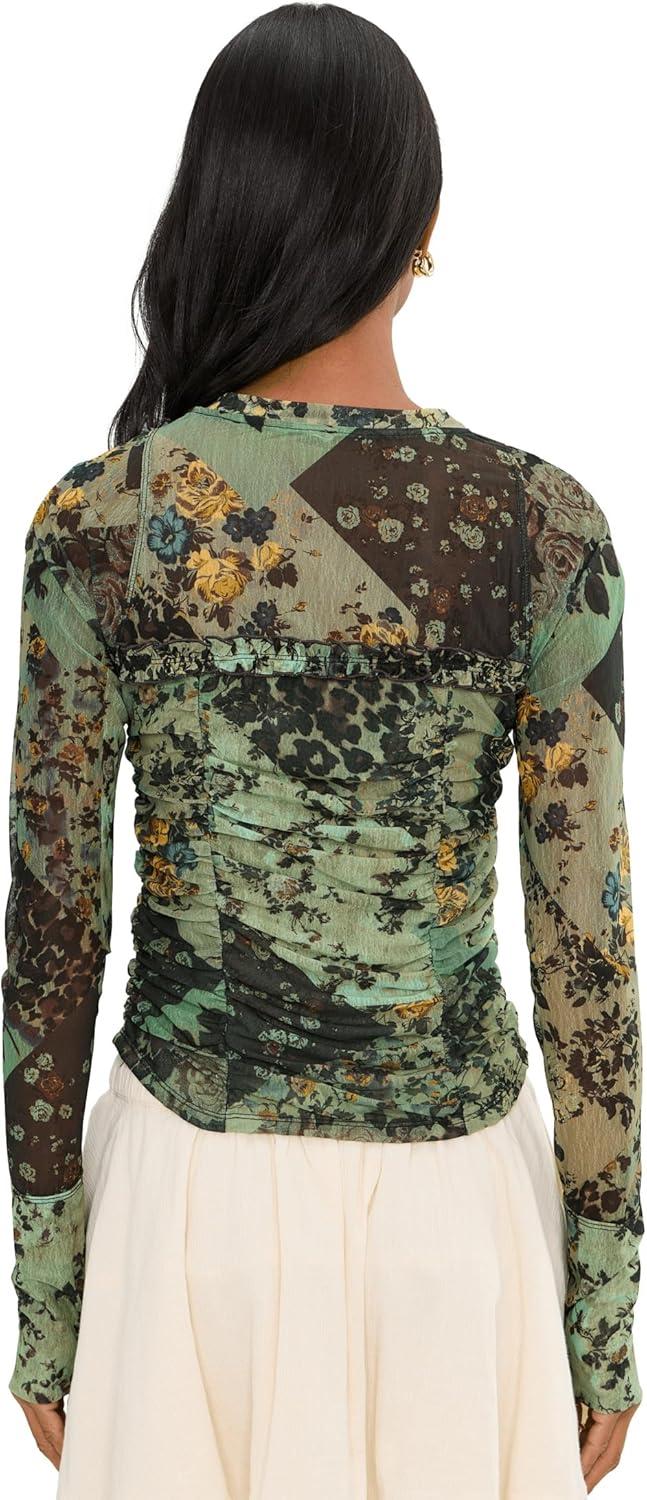 image:imageFree People Womens Ariana Long Sleeve Ruched TopSage Combo