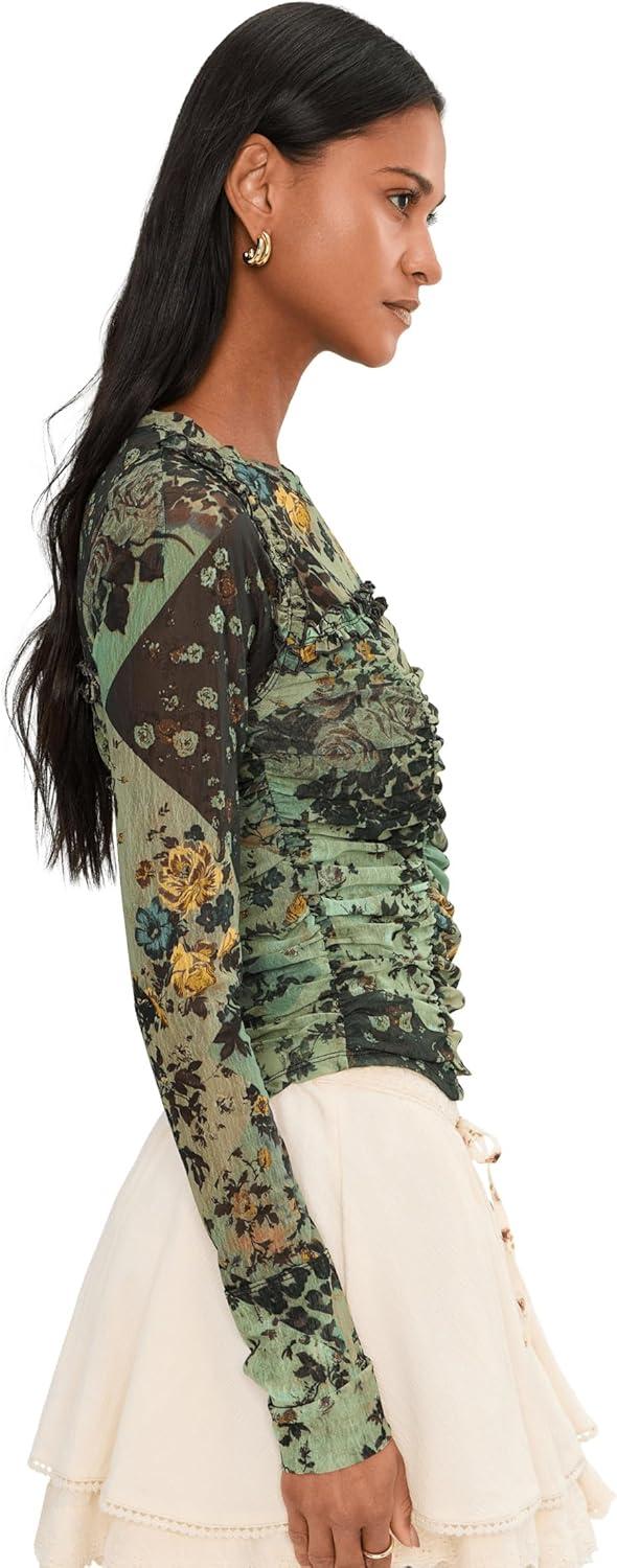 image:imageFree People Womens Ariana Long Sleeve Ruched TopSage Combo