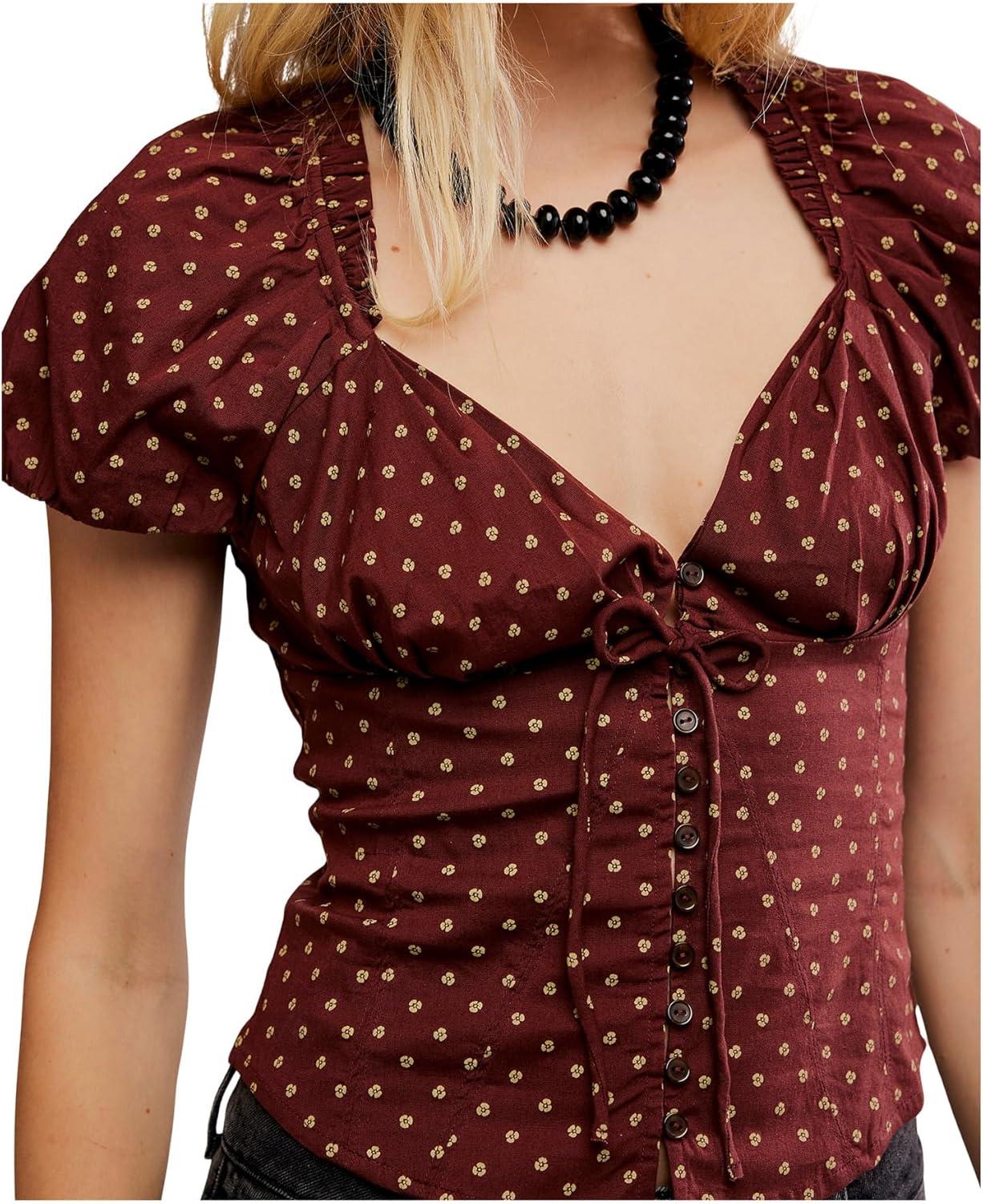 image:imageFree People Womens Summer Printed BlouseChocolate Combo