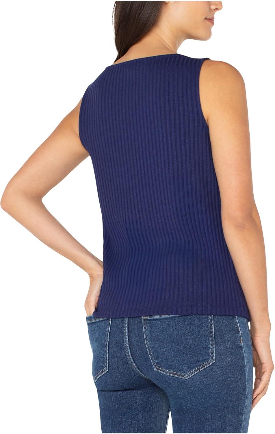 image:imageLiverpool Womens Sleeveless Boat Neck Rib Knit TopMaritime Navy