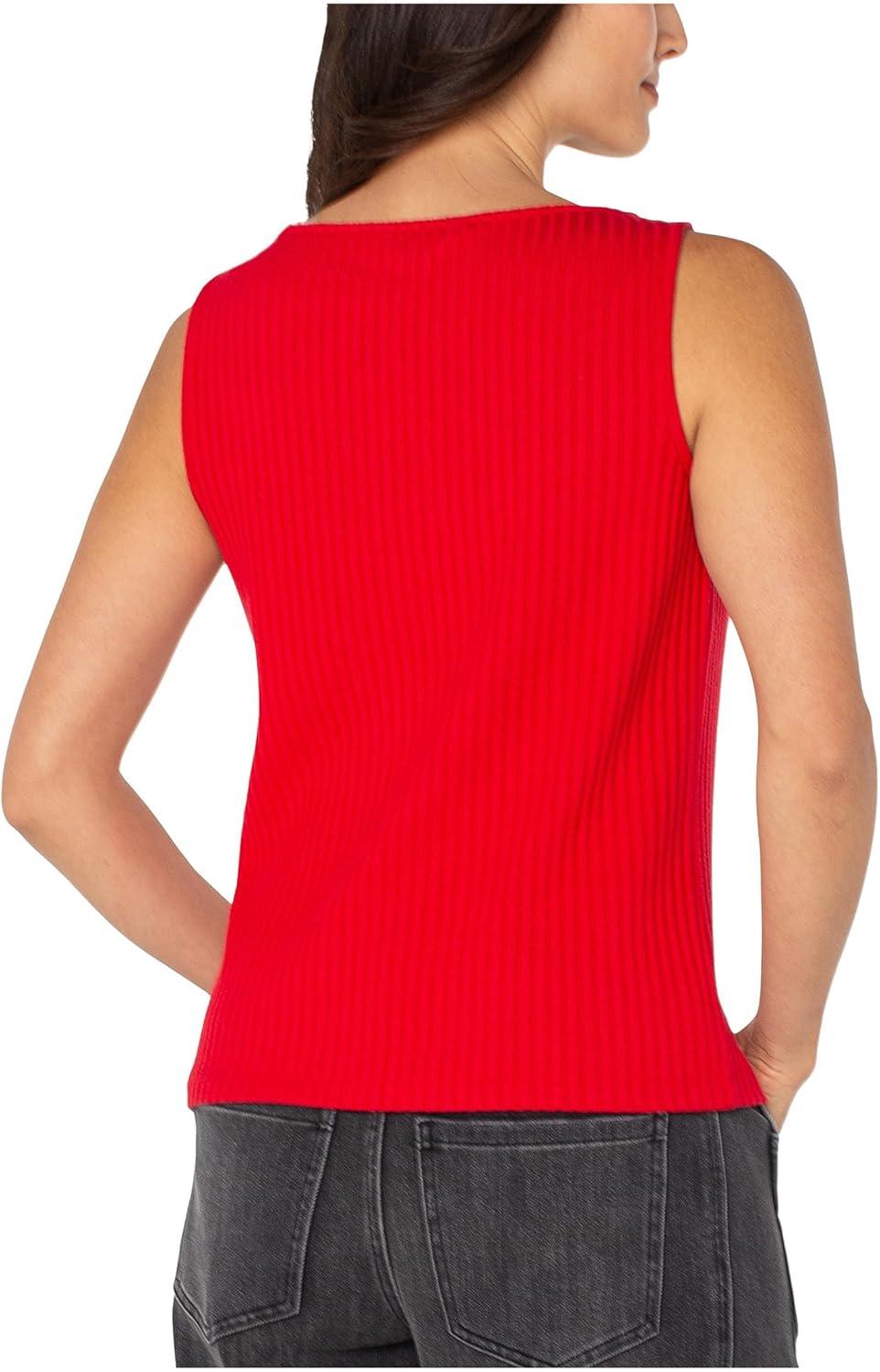 image:imageLiverpool Womens Sleeveless Boat Neck Rib Knit TopTango Red