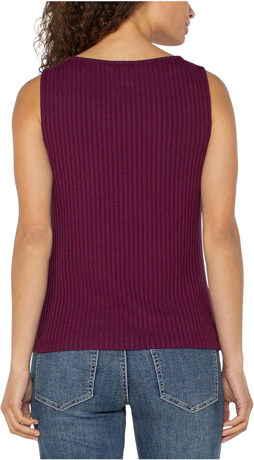image:imageLiverpool Womens Sleeveless Boat Neck Rib Knit TopWine Berry