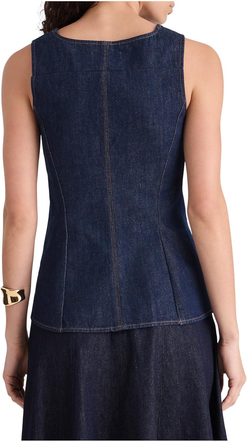image:imageMadewell Womens Long Line V Neck Vest in Rinse WashRinse Wash
