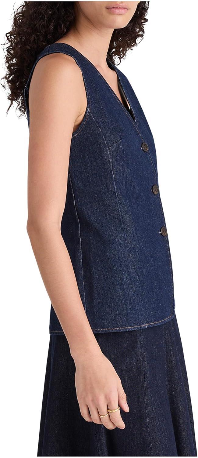 image:imageMadewell Womens Long Line V Neck Vest in Rinse WashRinse Wash