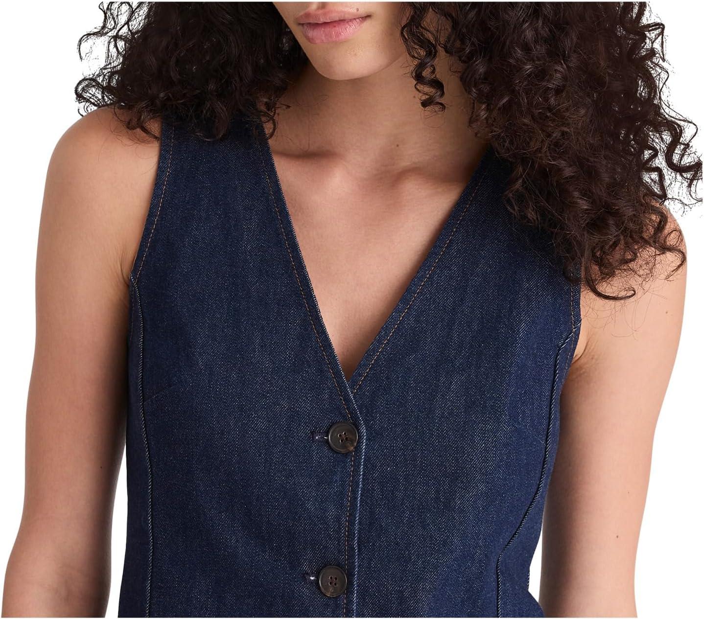image:imageMadewell Womens Long Line V Neck Vest in Rinse WashRinse Wash