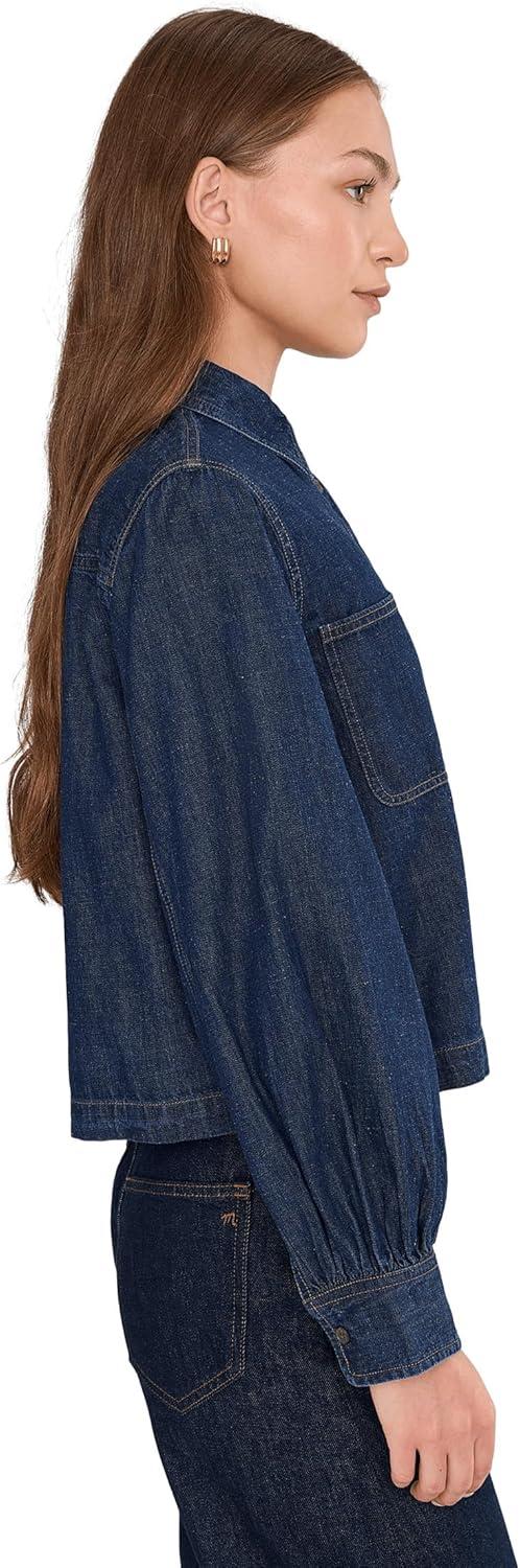 image:imageMadewell Womens Long Sleeve Sculptural Sleeve Top in Rinse WashRinse Wash